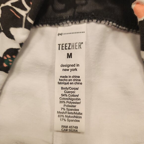 Teezher Tummy Control Skort Floral Print Black White Golf Tennis Medium NEW - Picture 9 of 11